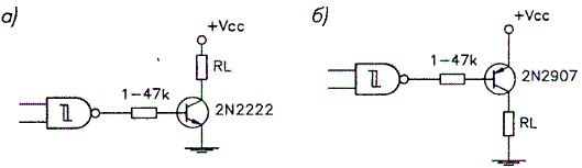 Использование n-p-n и p-n-p транзисторов